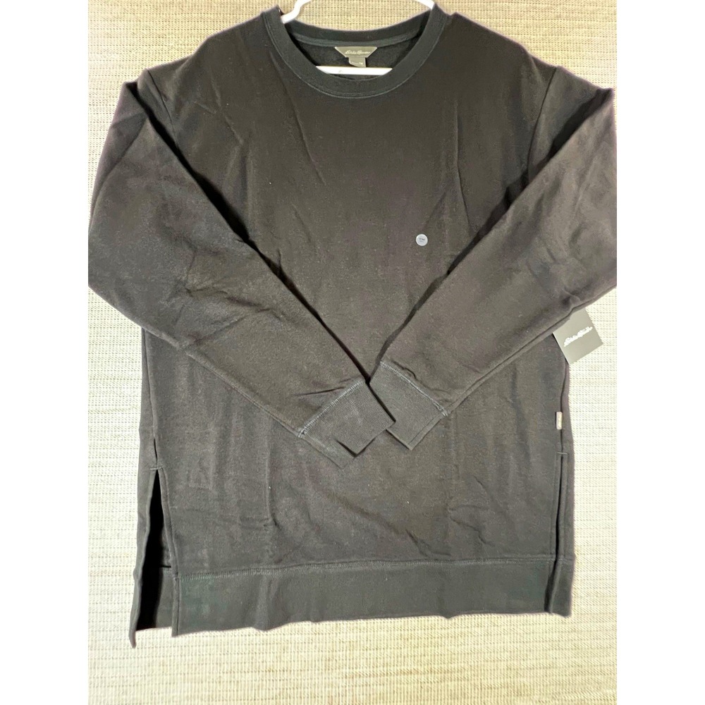 Eddie Bauer Women's Tall M Black Solid Crew Neck Long Sleeve Sweatshirt